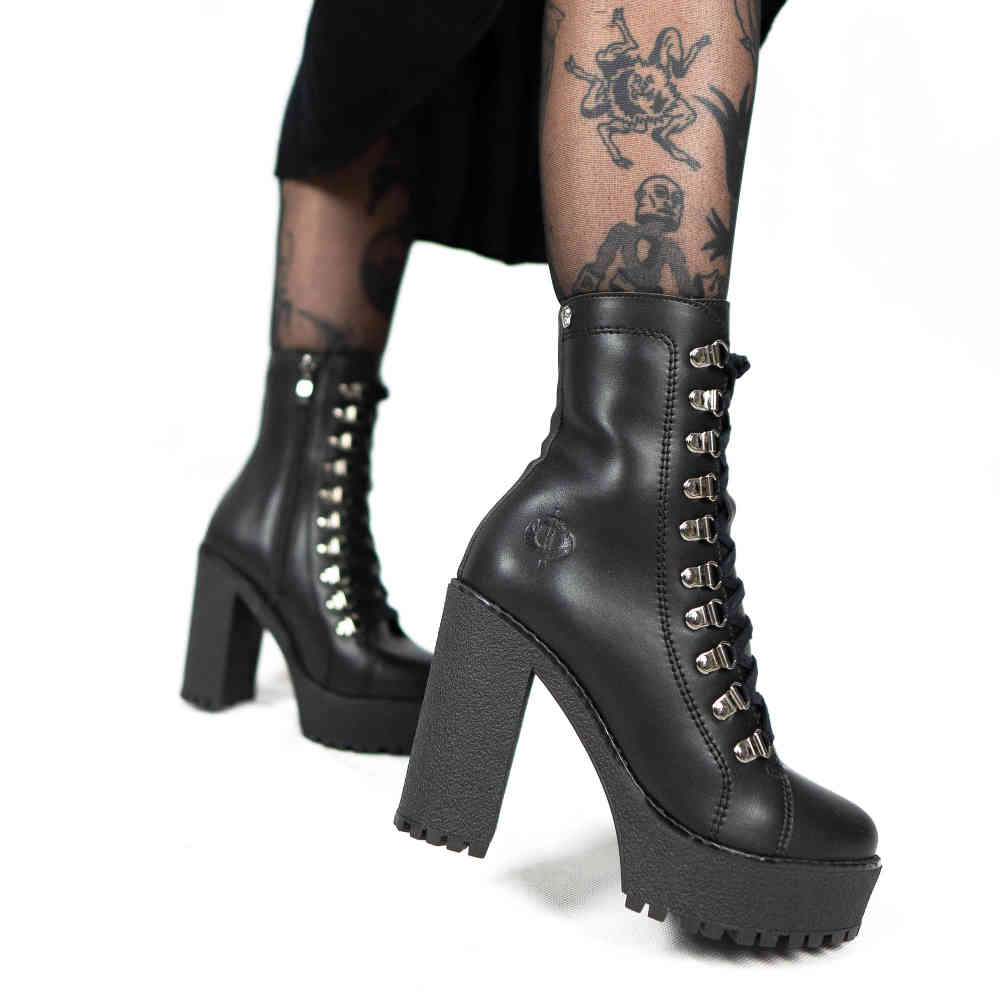 Altercore - Angelina Vegan Bottes de plateforme - Noir